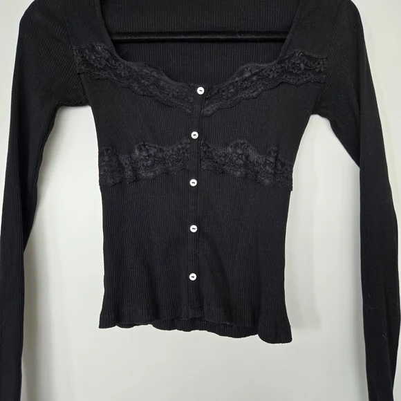 Zara Black Ribbed Top - Picture 6 of 8